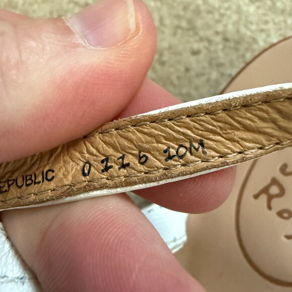 Jack Rogers Walsh Leather T-Strap Slingback Sandals, White & Gold, Size 10 - Picture 4 of 8